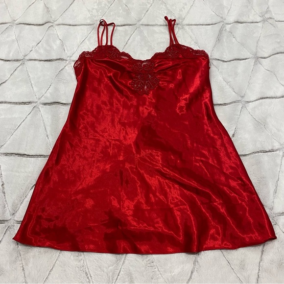 Victoria's Secret Other - Vintage Gold Tag Victorias Secret Medium Red Sexy Flirty Nightie Lingerie Lace